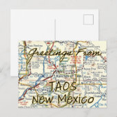 Carte Vintage de Taos Nouveau-Mexique (Devant / Derrière)