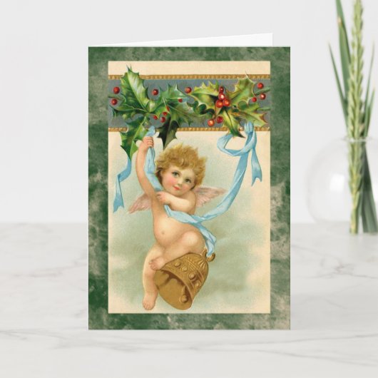 Carte vintage de vacances de Noël d'ange d'ange (Devant)