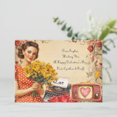 Carte vintage de vacances Lady Valentine Flat (Debout devant)