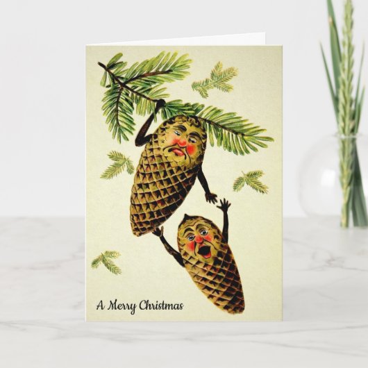 Carte vintage de vacances personnalisable Pinecone (Devant)