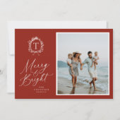 Carte vintage de vacances photo Monogramme 3 (Devant)