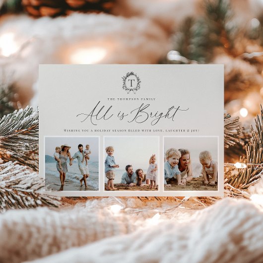 Carte vintage de vacances photo Monogramme 3