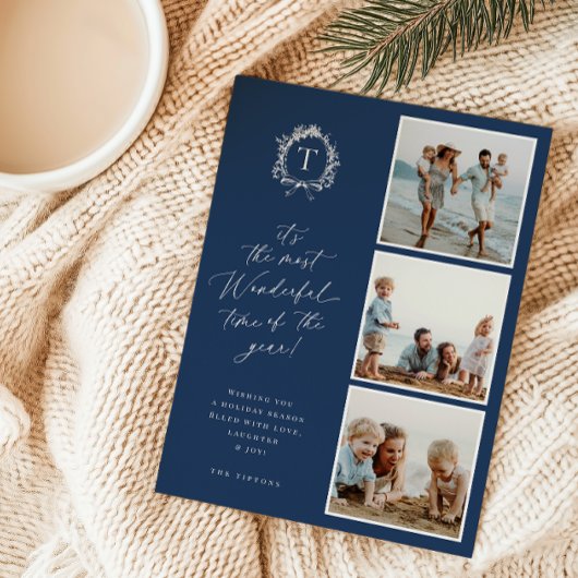 Carte vintage de vacances photo Monogramme 3