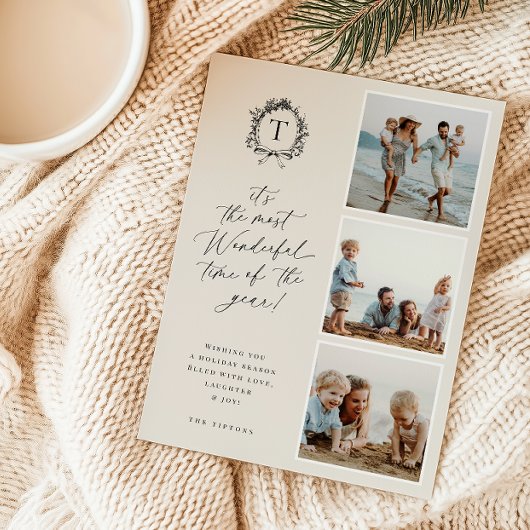 Carte vintage de vacances photo Monogramme 3