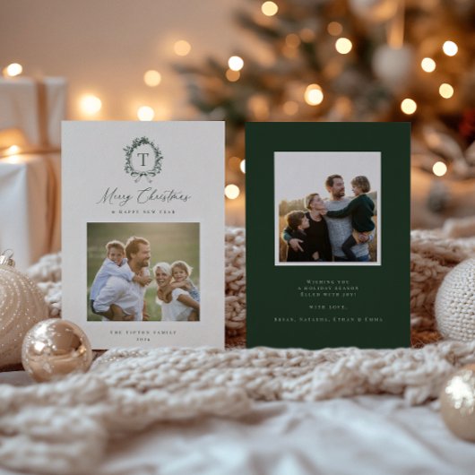 Carte vintage de vacances photo Monogramme Botaniq