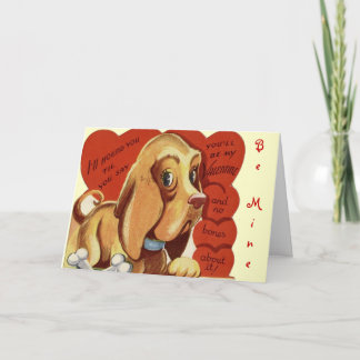 Carte vintage de Valentine d'amour de chiot