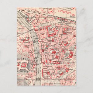 Carte vintage de Wurzburg Allemagne (1905)