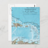 Carte vintage des Caraïbes - États-Unis (Devant / Derrière)