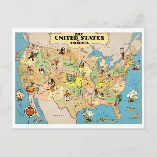 Carte Vintage des États-Unis (Devant)