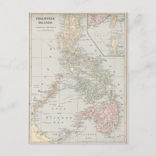 Carte vintage des îles Philippines (1901) (Devant)