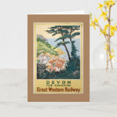 Carte Vintage Devon Anglais Voyage Publicité (Fleur jaune)
