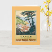 Carte Vintage Devon Anglais Voyage Publicité (Fleur jaune)