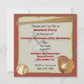 Carte vintage d'invitation à la fête de baseball (Devant)