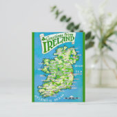 Carte vintage d'Irlande sur carte postale (Debout devant)