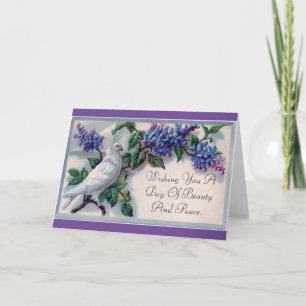 Carte Vintage Dove Avec Fleurs Anniversaire
