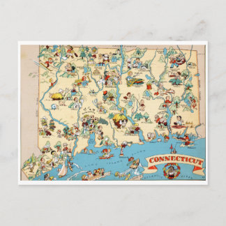 Carte vintage drôle du Connecticut