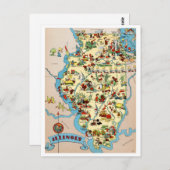 Carte Vintage drôle Illinois (Devant / Derrière)