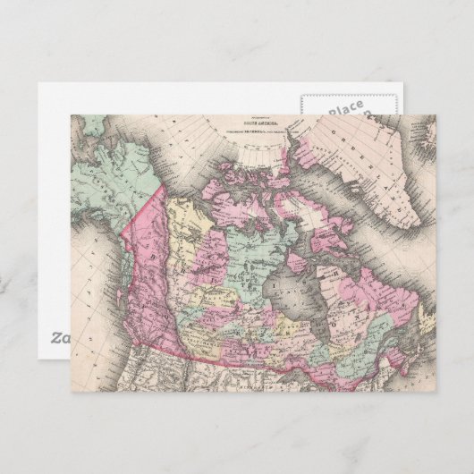 Carte vintage du Canada (1857) (Devant / Derrière)