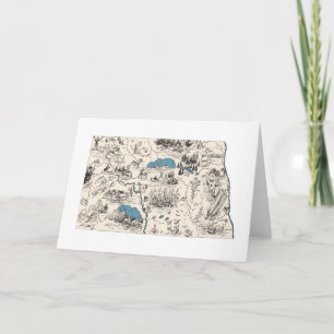 Carte Vintage du Dakota du Nord Salutation