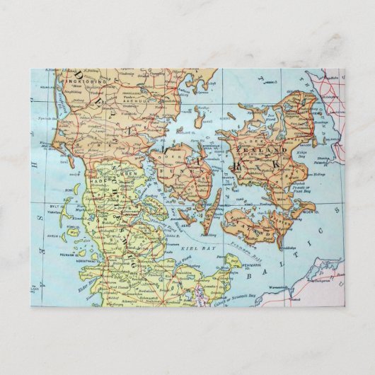 Carte vintage du Danemark (1905) (Devant)