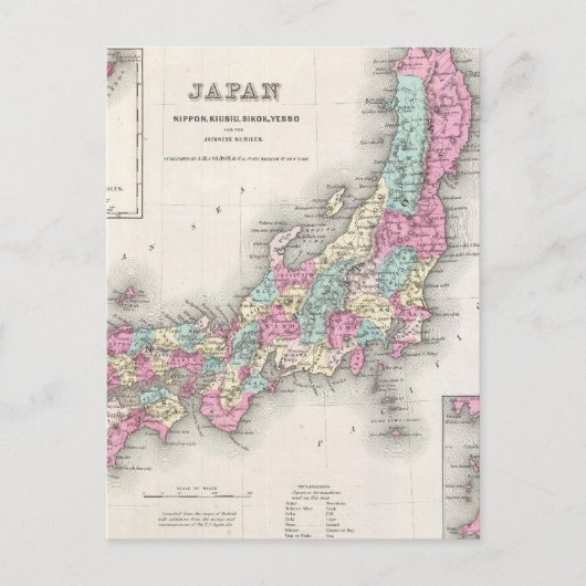 Carte vintage du Japon (1855) (Devant)