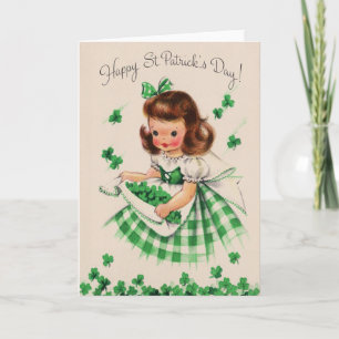 Carte vintage du jour de fille de St Patrick