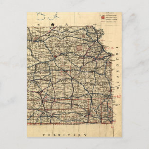 Carte vintage du Kansas (1884)