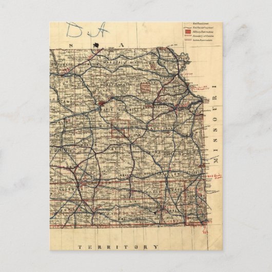 Carte vintage du Kansas (1884) (Devant)