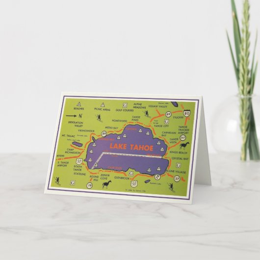 Carte vintage du lac Tahoe (Devant)