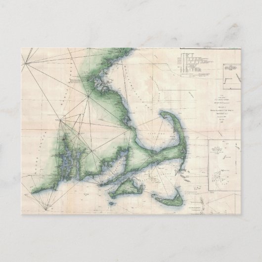 Carte vintage du littoral du Massachusetts (Devant)