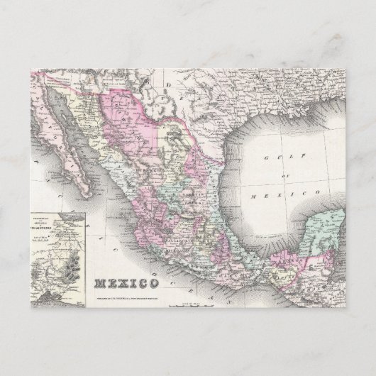 Carte vintage du Mexique (1855) (Devant)