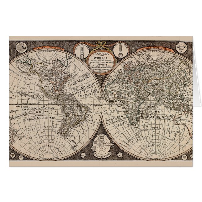 Carte vintage du monde (1766) (Devant horizontal)