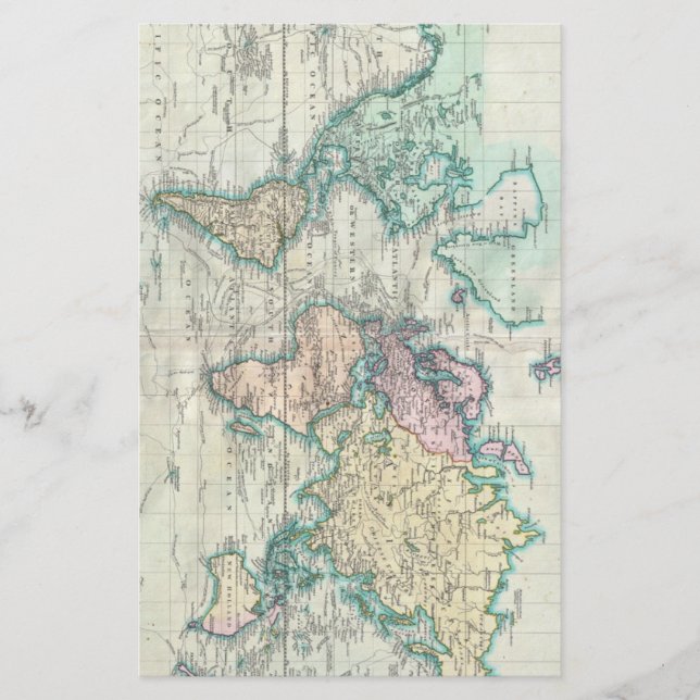 Carte vintage du monde (1801) (Devant)