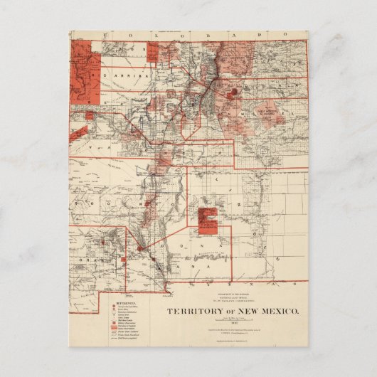 Carte vintage du Nouveau-Mexique (1882) (Devant)
