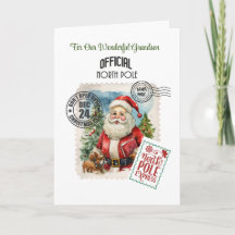 Carte vintage du Père Noël au Pôle Nord 5" x 7" pl