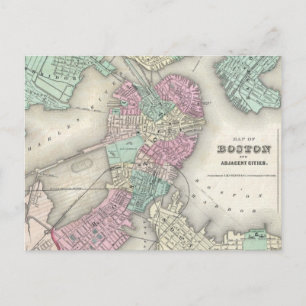 Carte vintage du port de Boston (1857)