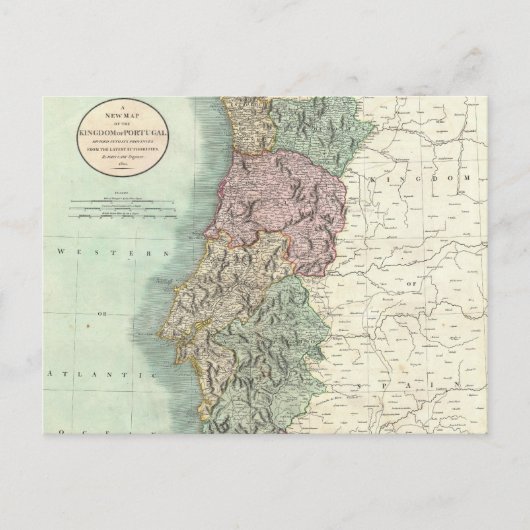 Carte vintage du Portugal (1801) (Devant)