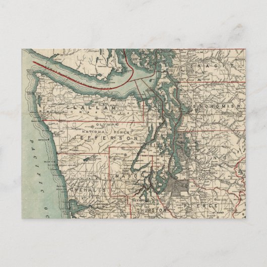 Carte vintage du Puget Sound (1910) (Devant)
