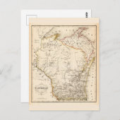 Carte vintage du Wisconsin 1852 (Devant / Derrière)