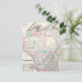 Carte vintage du Wisconsin (1855) (Debout devant)