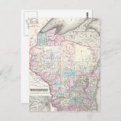 Carte vintage du Wisconsin (1855) (Devant / Derrière)