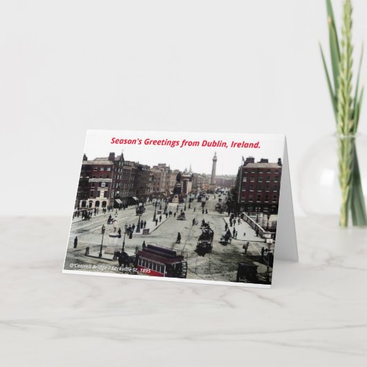 Carte Vintage Dublin Christmas Greeting, Ireland c1895 (Devant)