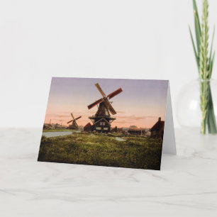 Carte Vintage Dutch Windmills custom greeting card