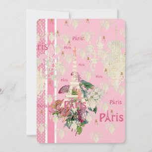 Carte Vintage Elegant rose Paris Eiffel