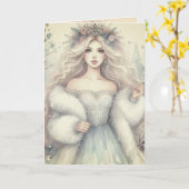 Carte Vintage Elegant Winter Princess Fairytale  (Fleur jaune)