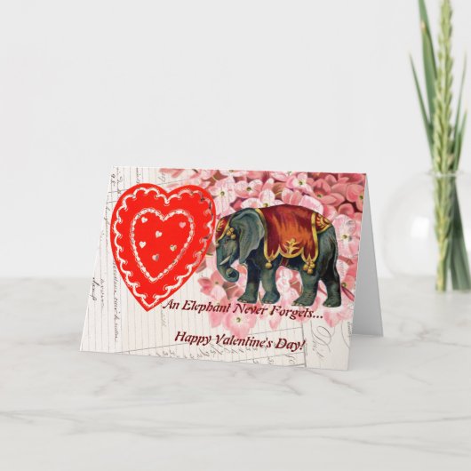 Carte vintage Elephant Heart Heureuse Sainte-Valen (Devant)