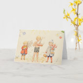 Carte Vintage Elsa Beskow Saisons et enfants (Fleur jaune)