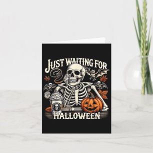 Carte Vintage En Attente D'Halloween Drôle Squelette