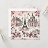 Carte vintage en carreaux rose (Devant/Arrière en situation)