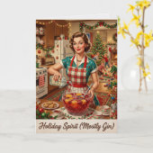 Carte vintage Esprit de Fête surtout Gin (Fleur jaune)